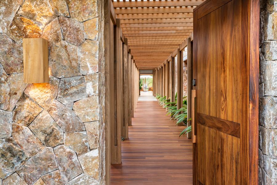 Stone and timber entry corridor