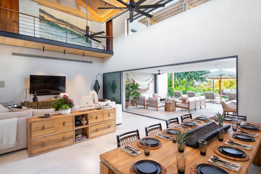 Living and dining space opening to the outdoors