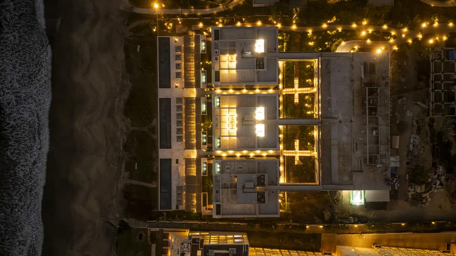 Aerial view of UAVI illuminated at night